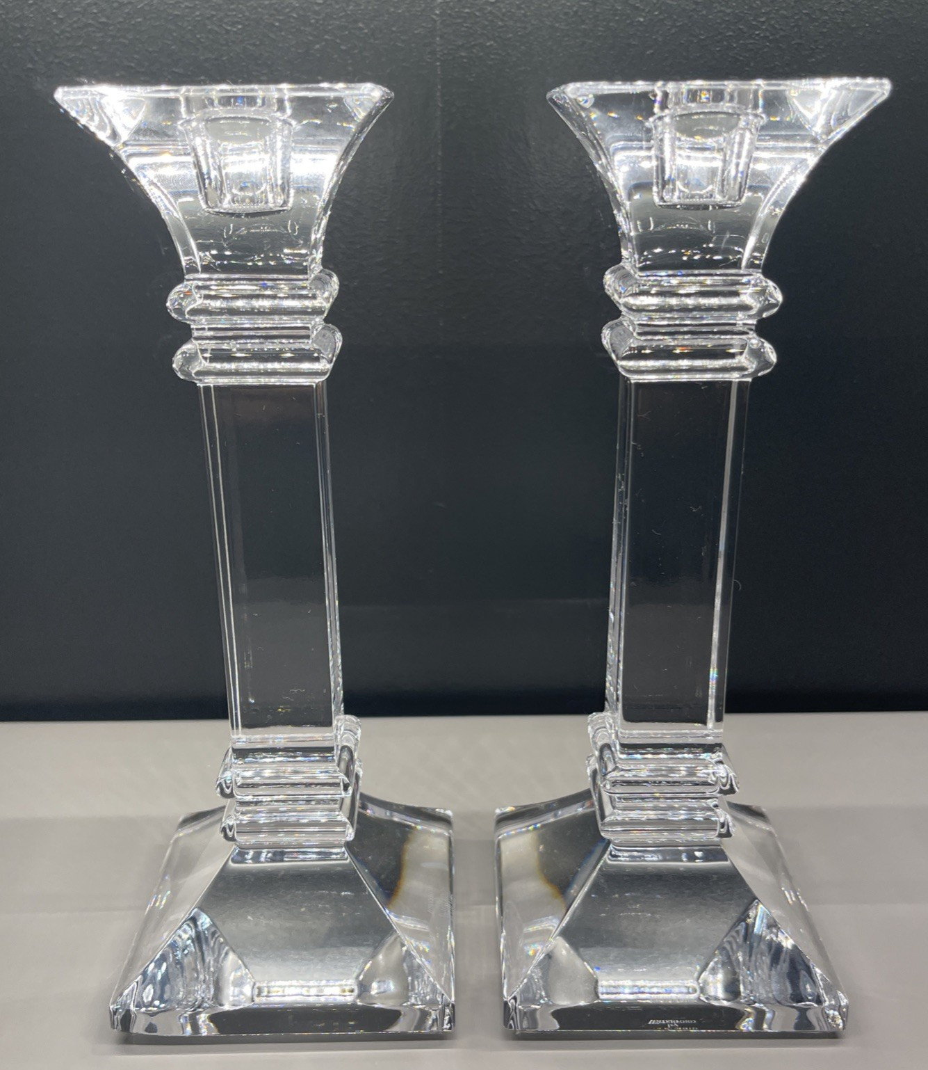 Vintage Waterford Marquis Crystal Treviso Candlestick Holders 8.25 tall Mint Con