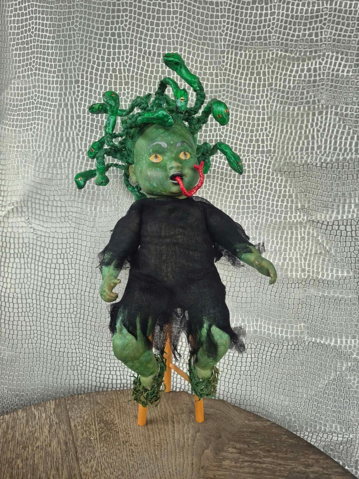 OOAK Medusa Baby Altered Art Doll Halloween Horror Oddities Creepy Doll  18\