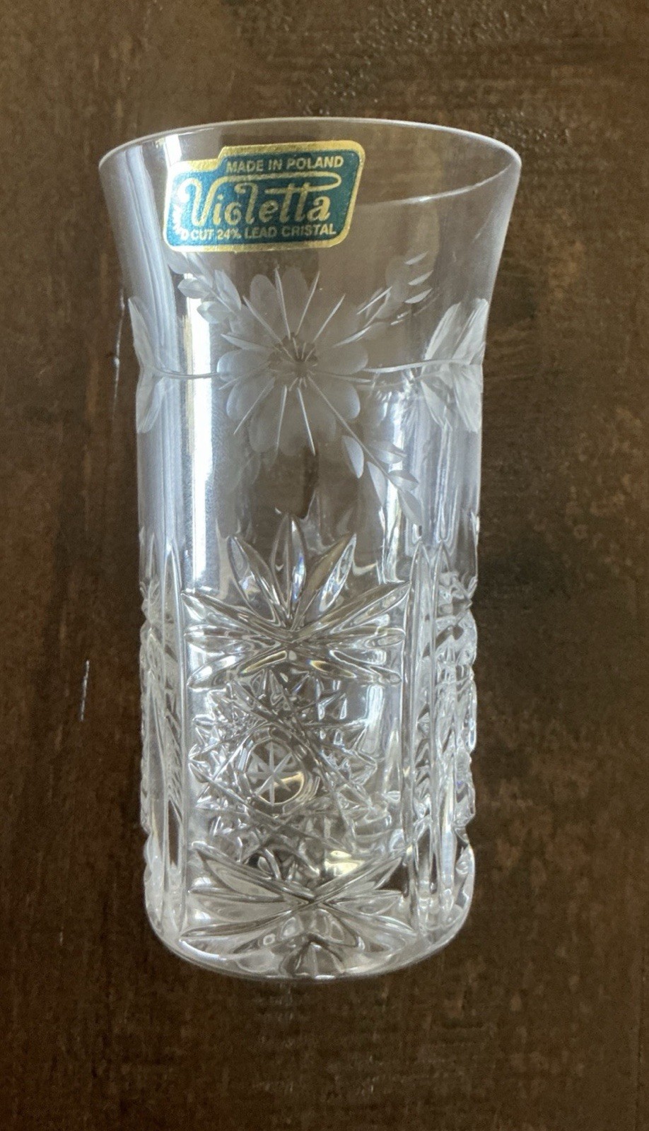 Violetta Vase. Hand-Cut, 24% Lead Crystal. Made in Poland. 4.25