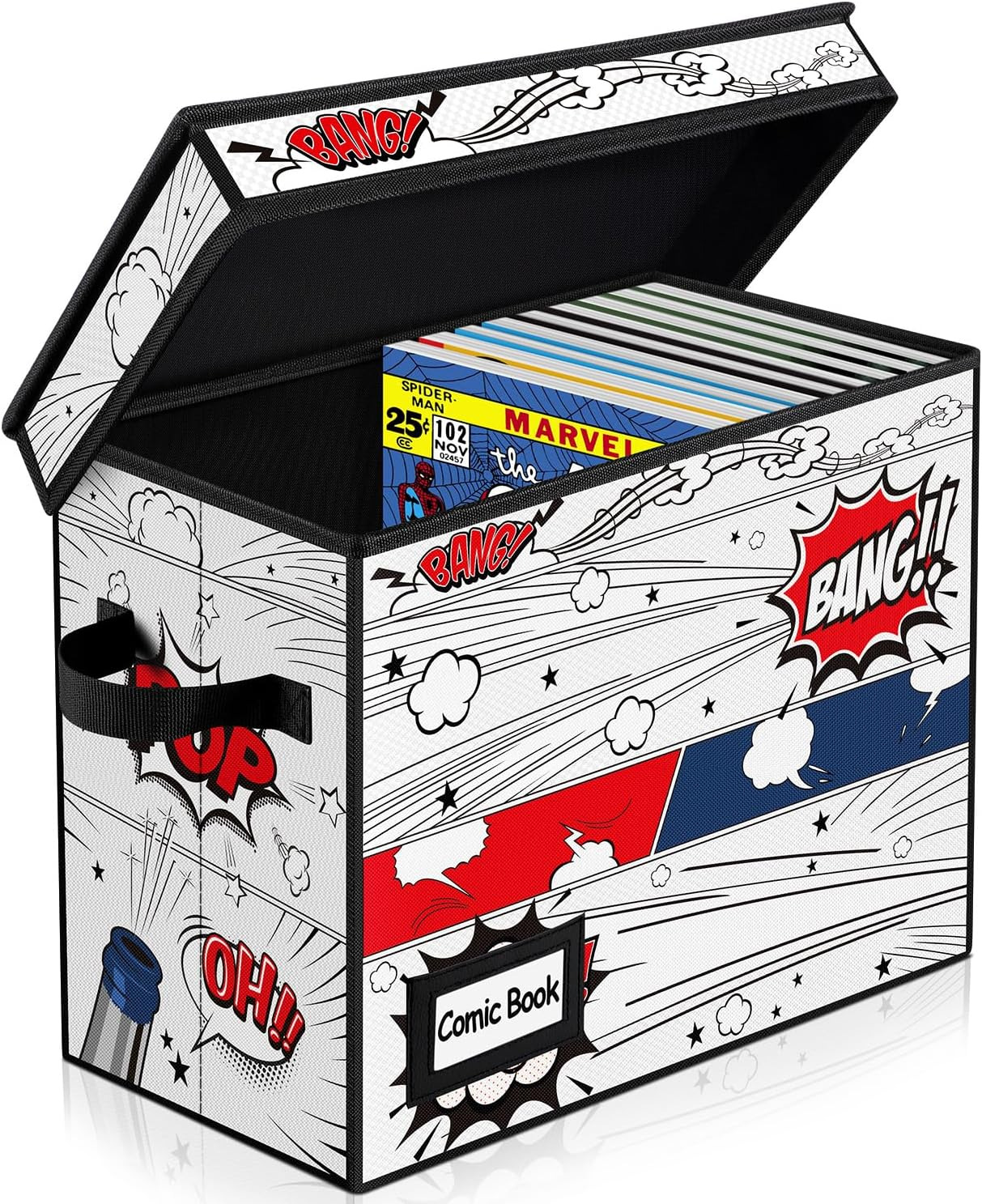 Caja de Almacenamiento para Comics con Tapa Cestas de Tela Plegables con Asas
