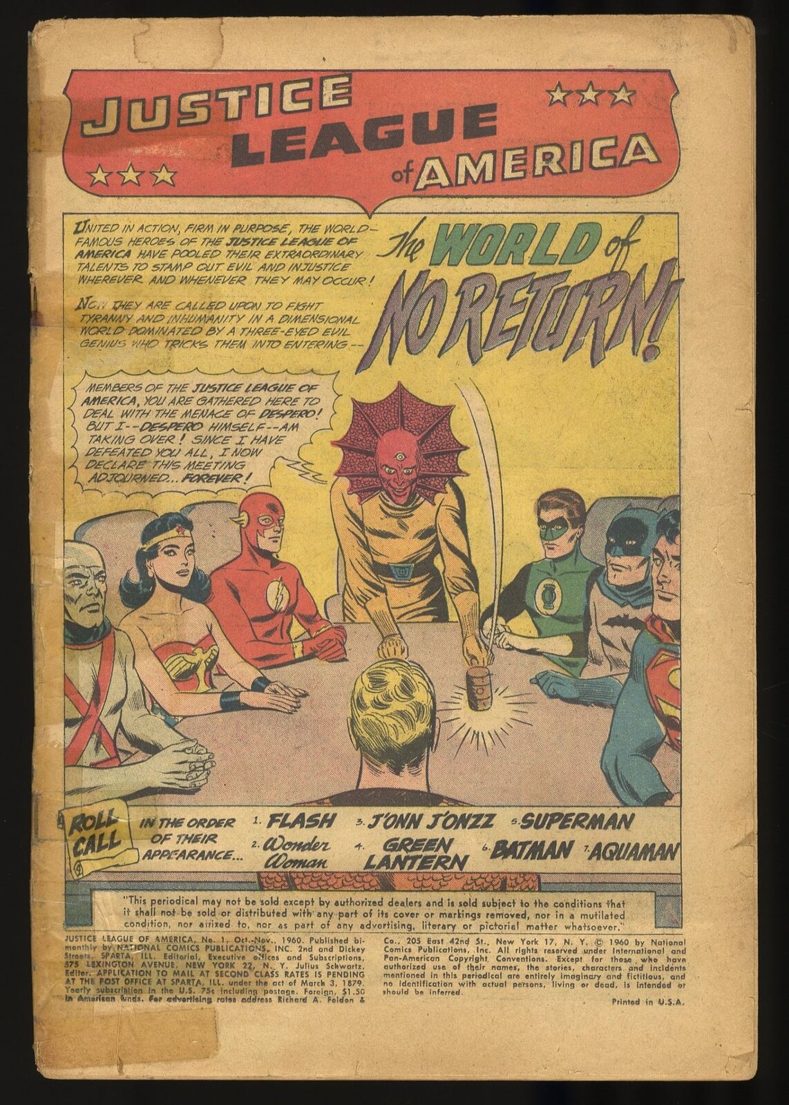 Justice League Of America #1 Coverless Complete 1st Appearance Despero