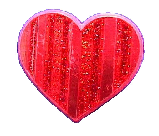 Hallmark PIN Valentines Vintage HEART STRIPED Red GLITTER Holiday Brooch