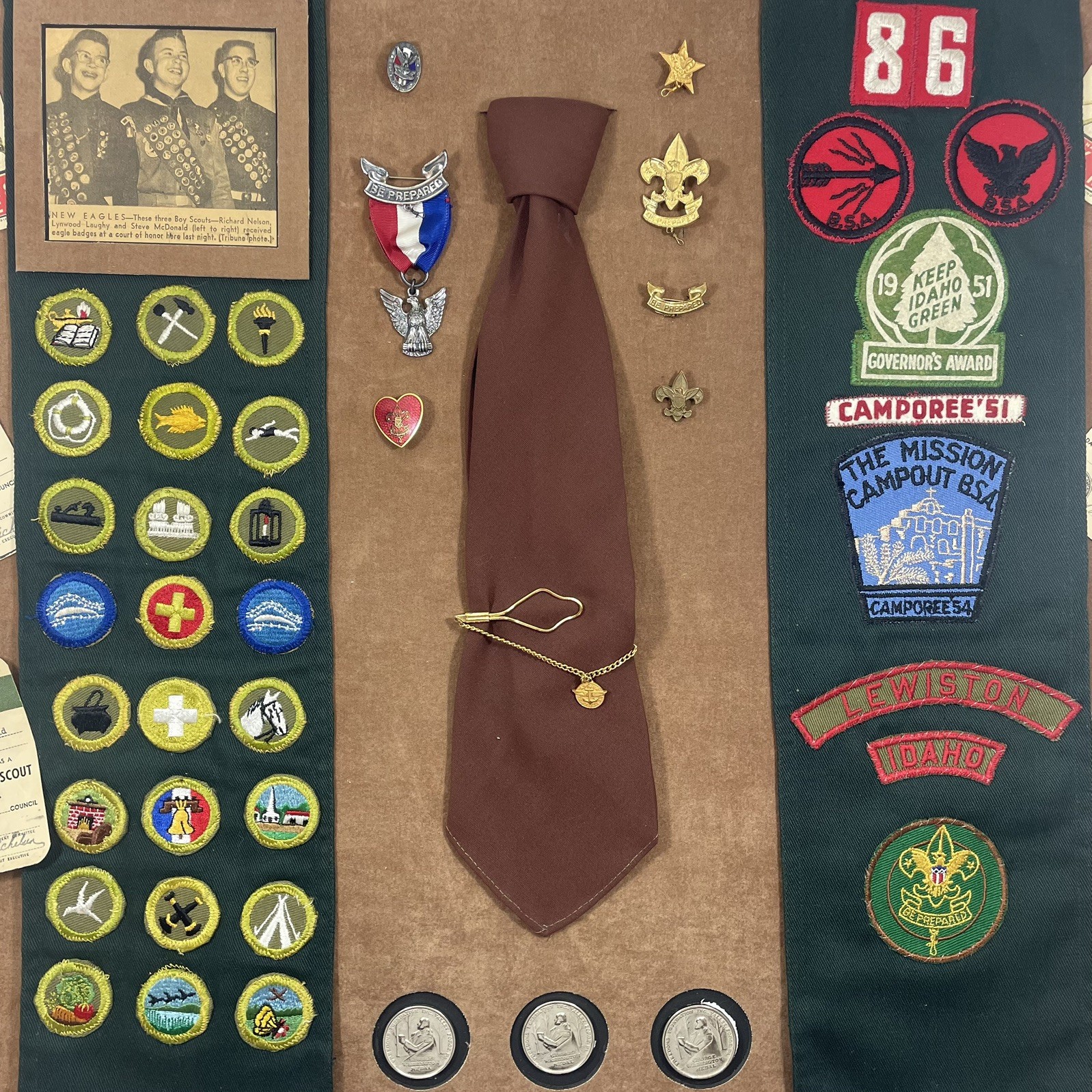Large mixed lot of 1950’s BSA Eagle Scouts badges pins medals coins patches etc Large mixed lot of 1950’s BSA Eagle Scouts badges pins medals coins patches etc