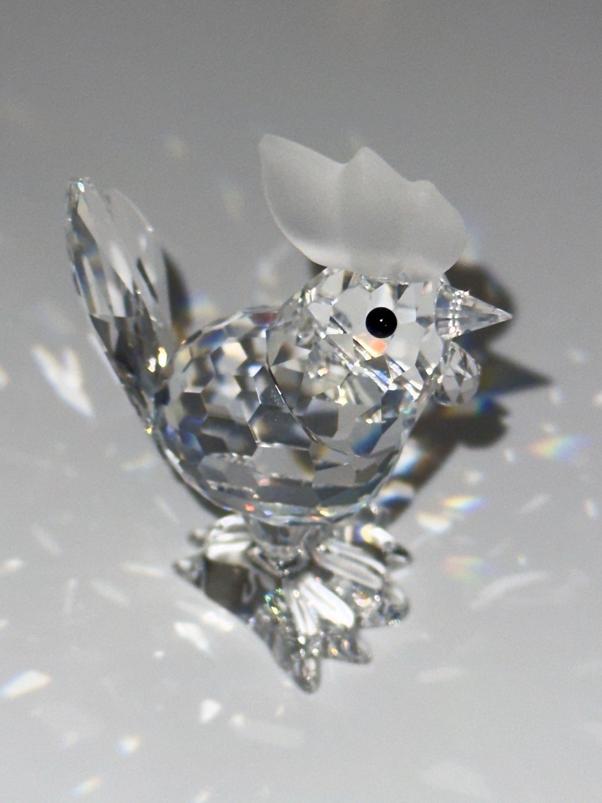 Marvelous Silver Crystal Rooster Figurine With Original Box and Certificate
