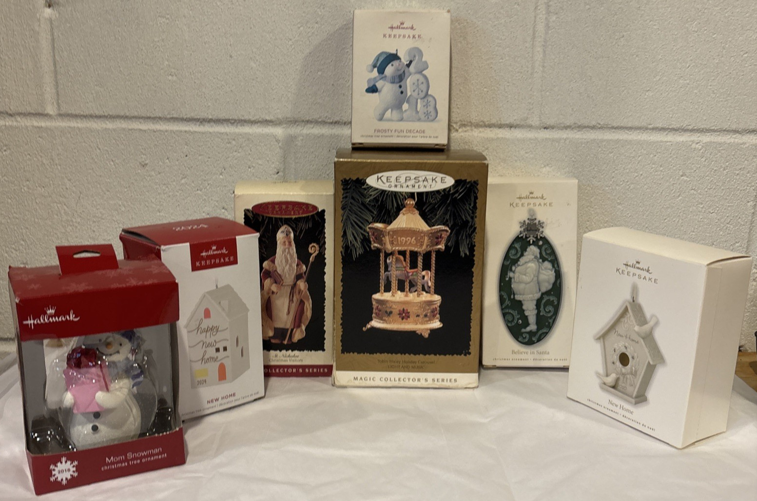 Hallmark Keepsake Christmas Ornaments Lot Of 7 Snowman Santa Bird House Boxed