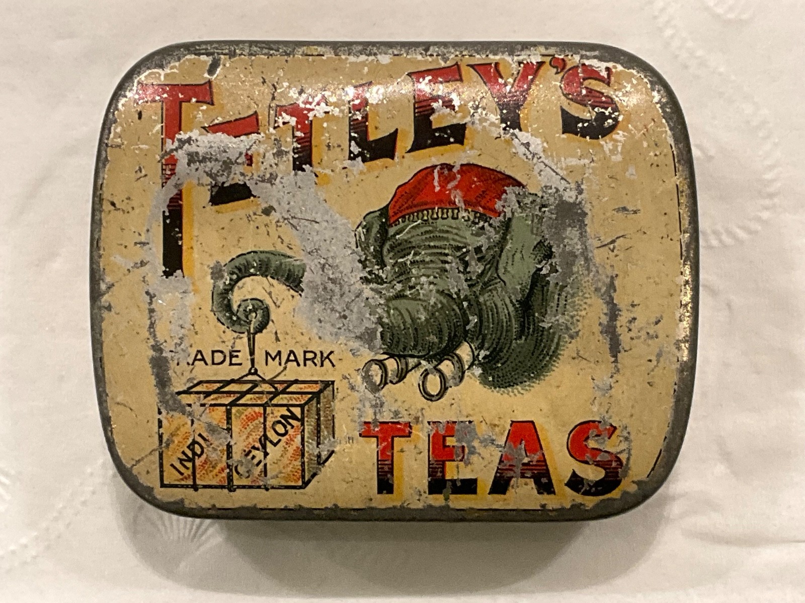 Vintage Tetley’s Teas Elephant Pocket Tin – India & Ceylon Tea Litho