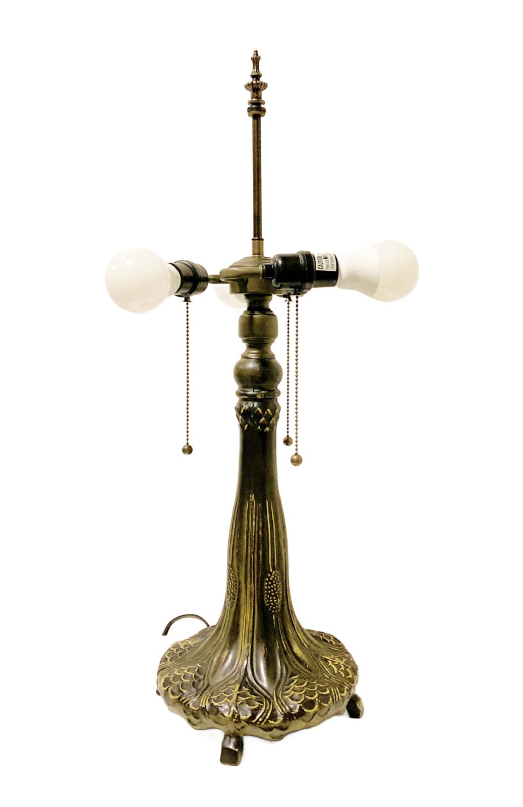 Tiffany Lamp Base-FLUTED TAPERED TRUNK- 3 Light Pull Chain-Brz-For Larger Shades
