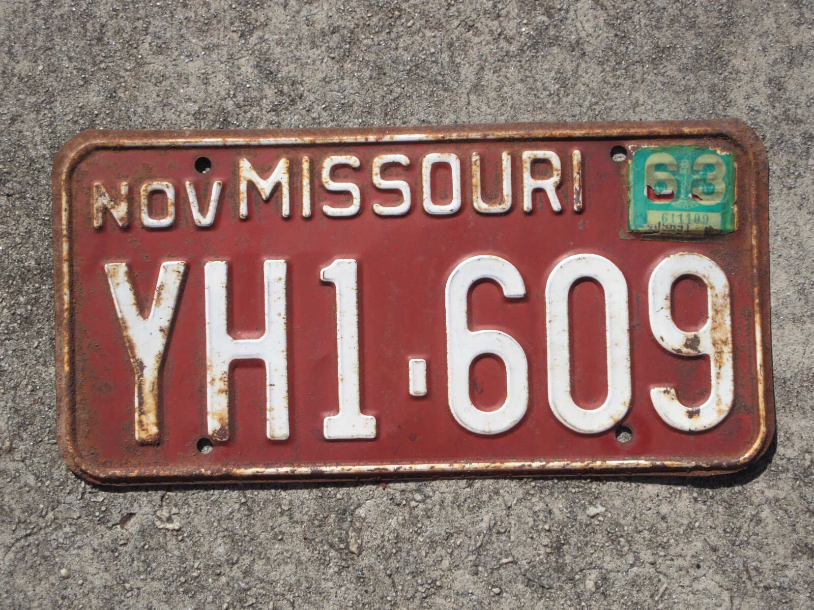 1963 Missouri License Plate MO Chevy Ford Chevrolet Dodge Show Me State YH 609