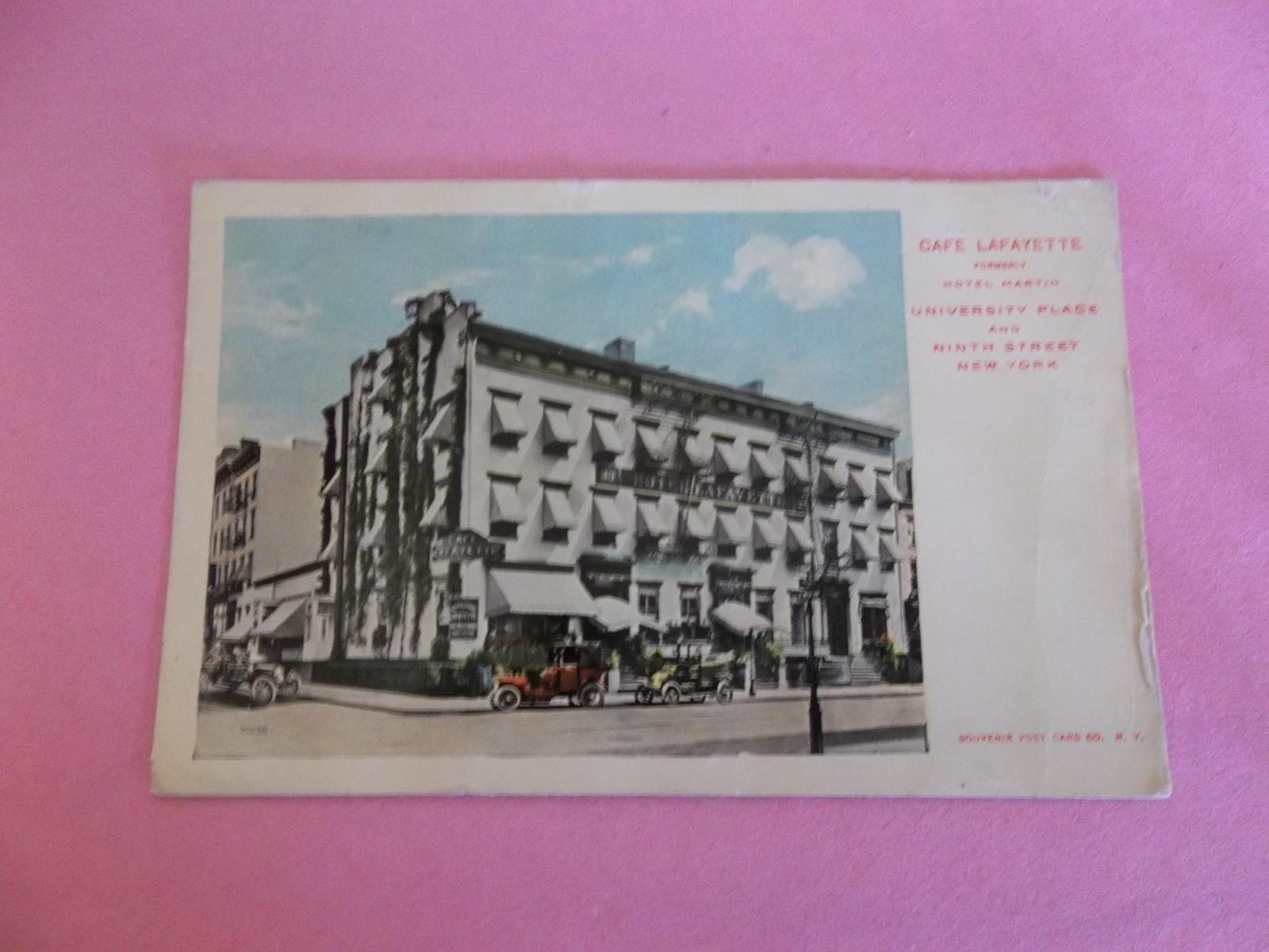 1911 Antique Vintage Postcard View of Cafe Lafayette Hotel Martin New York NY