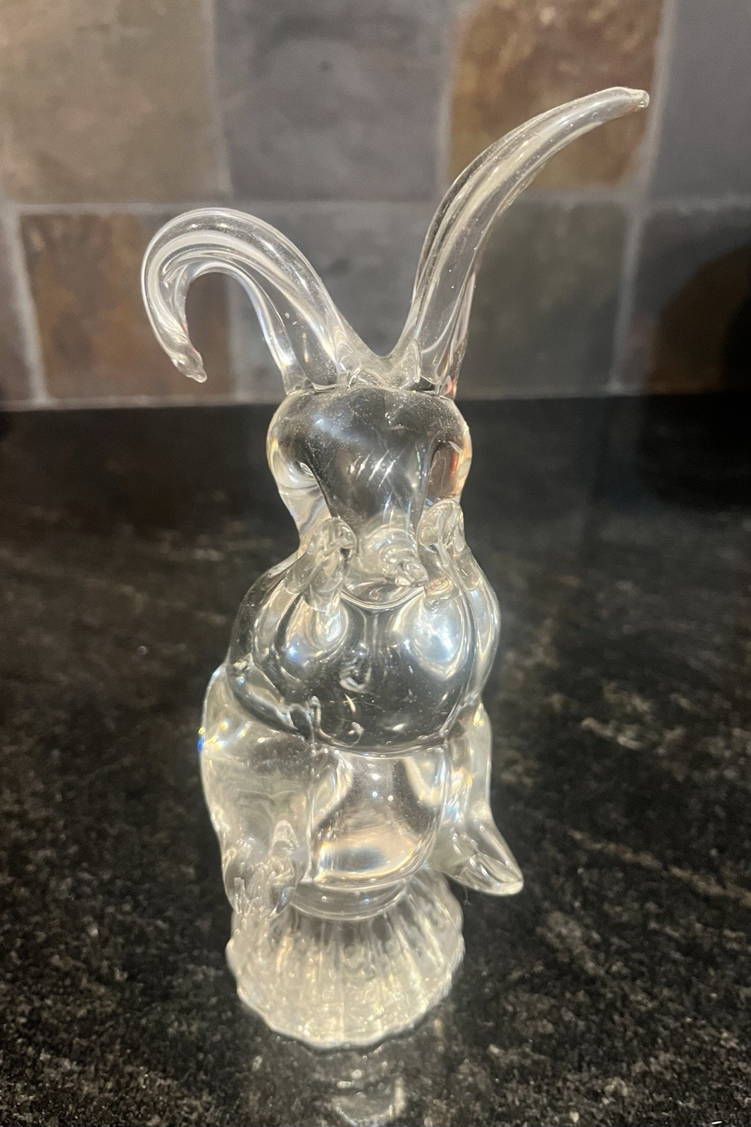 Solid Glass Bunny Rabbit Figurine Collectible Paperweight