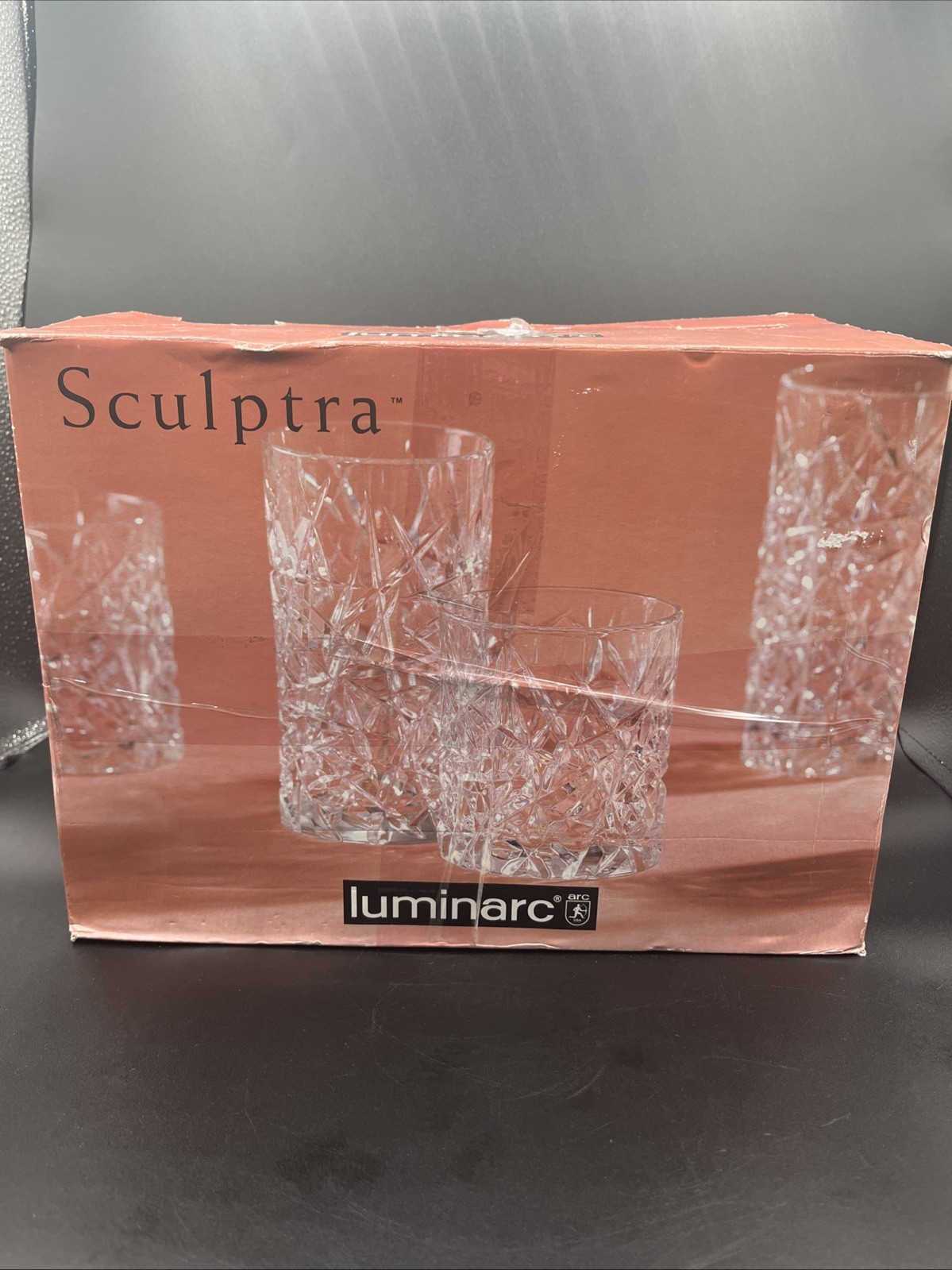 VTG RARE Luminarc Sculptra Glass Set 16 Pc (8- 15.25 oz & 8-12.5 oz) New In Box VTG RARE Luminarc Sculptra Glass Set 16 Pc (8- 15.25 oz & 8-12.5 oz) New In Box