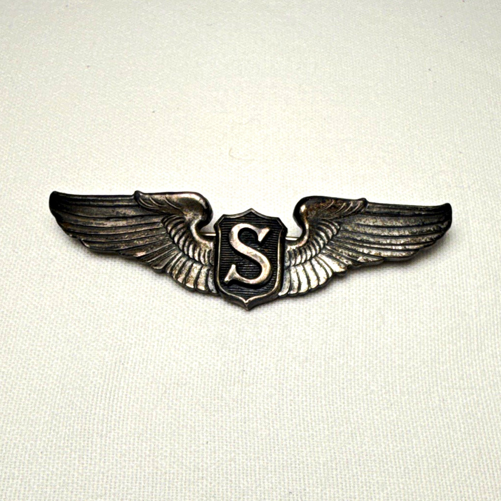 Authentic WWII USAAF Service Pilot Wings 3-Inch Full Size Sterling Silver Pinbac Authentic WWII USAAF Service Pilot Wings 3-Inch Full Size Sterling Silver Pinbac