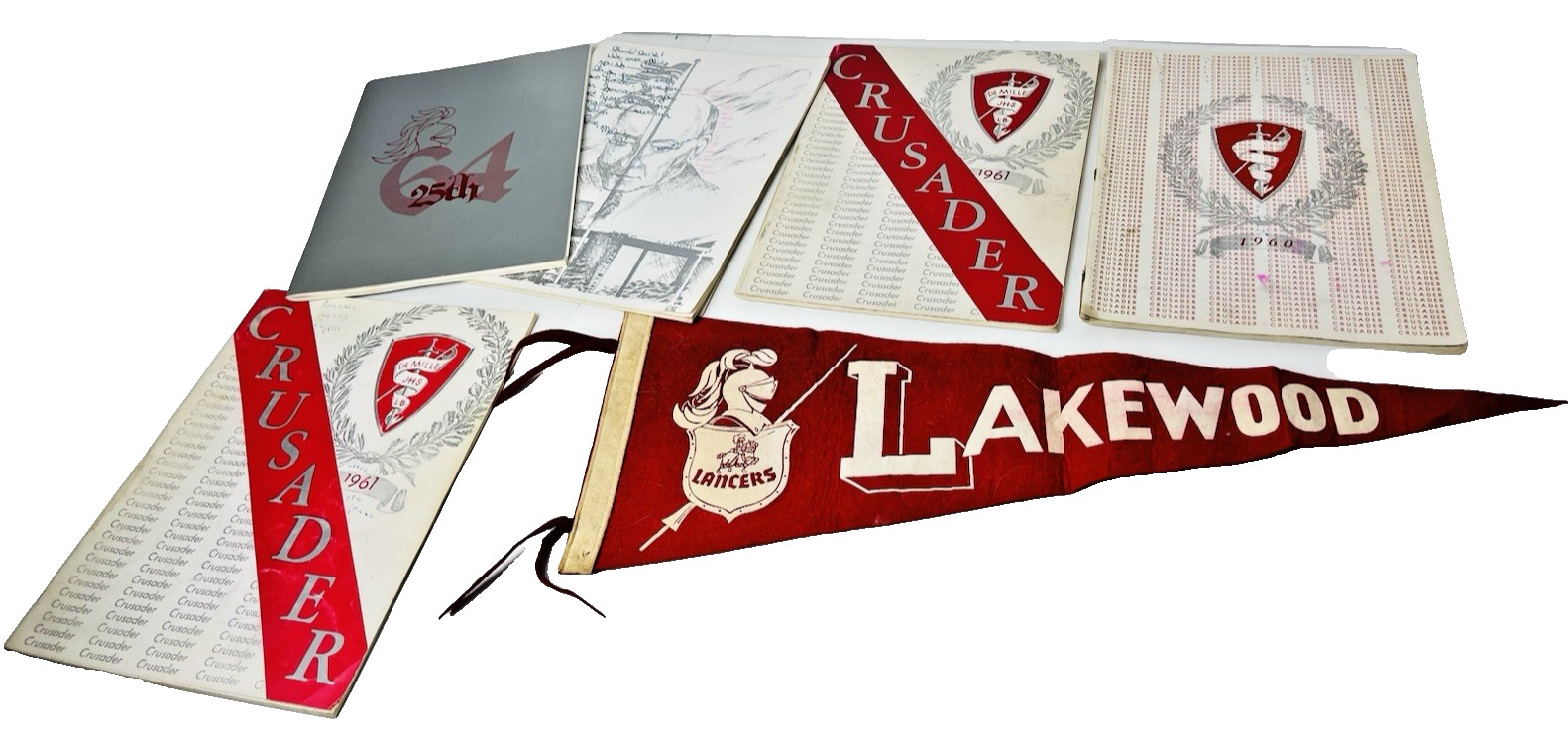 Vintage Lakewood Lancers High School Class of 64' Yearbook w. banner & More