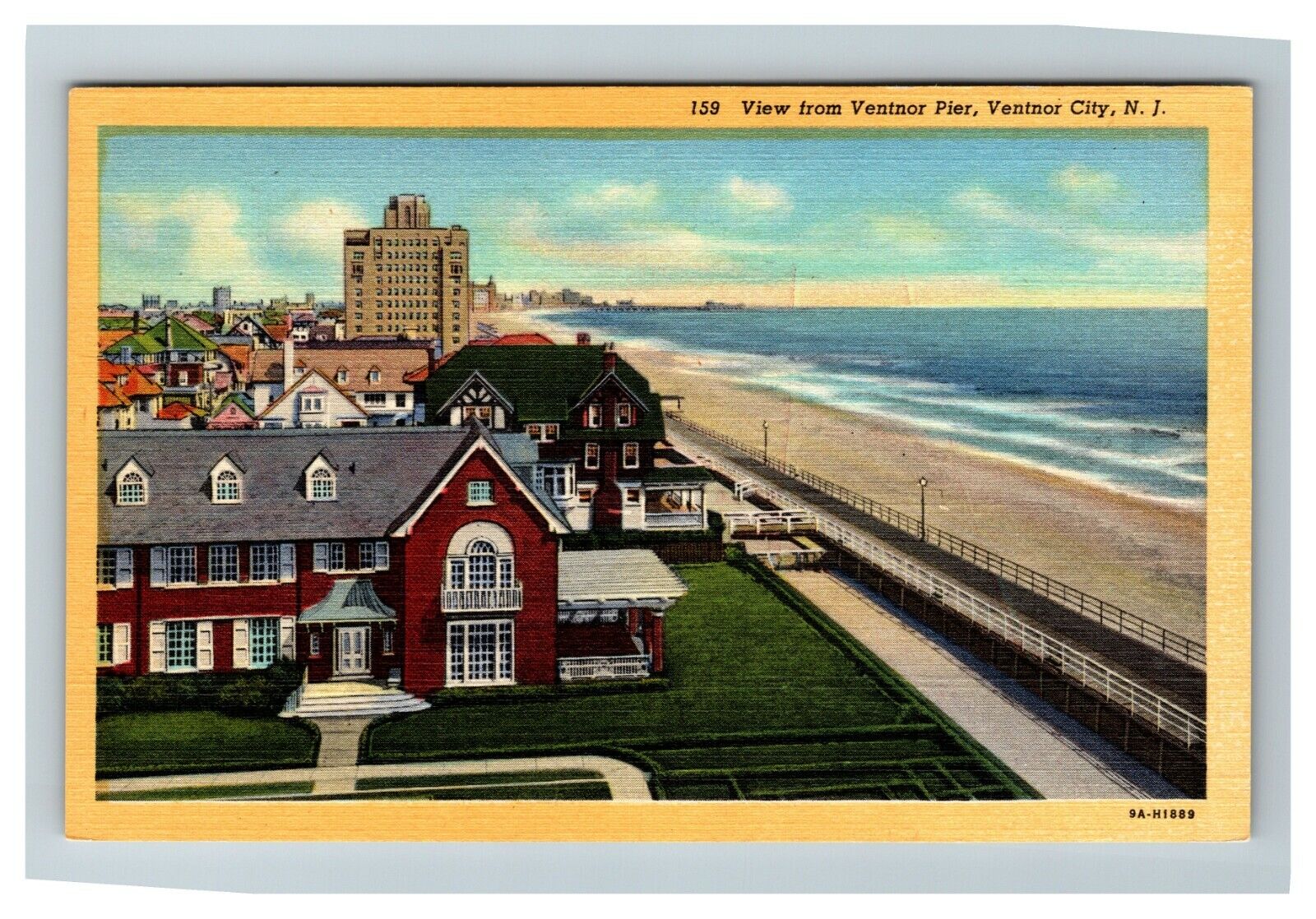 View from Ventnor Pier, Ventnor City NJ Vintage Postcard