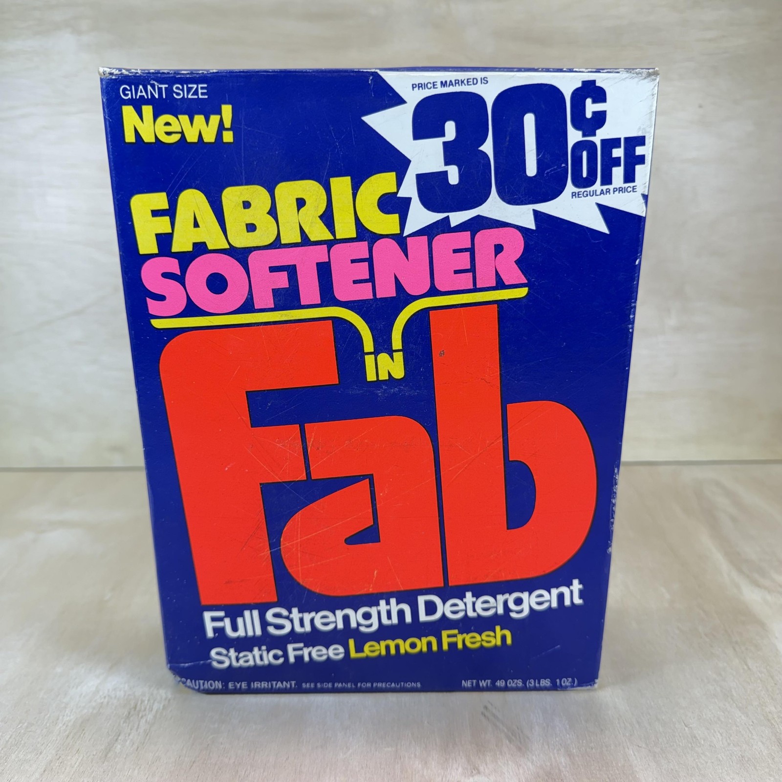 Vintage Fab Fabric Softener Full Strength Detergent Lemon Fresh Blue Box USA