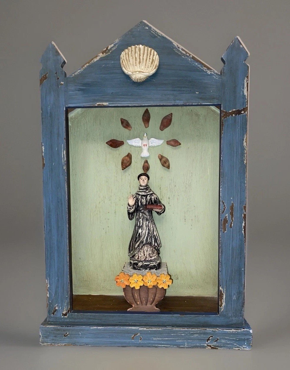 Mexican Folk art Santos Shrine Hand-made ~ St. Francis Of Assisi