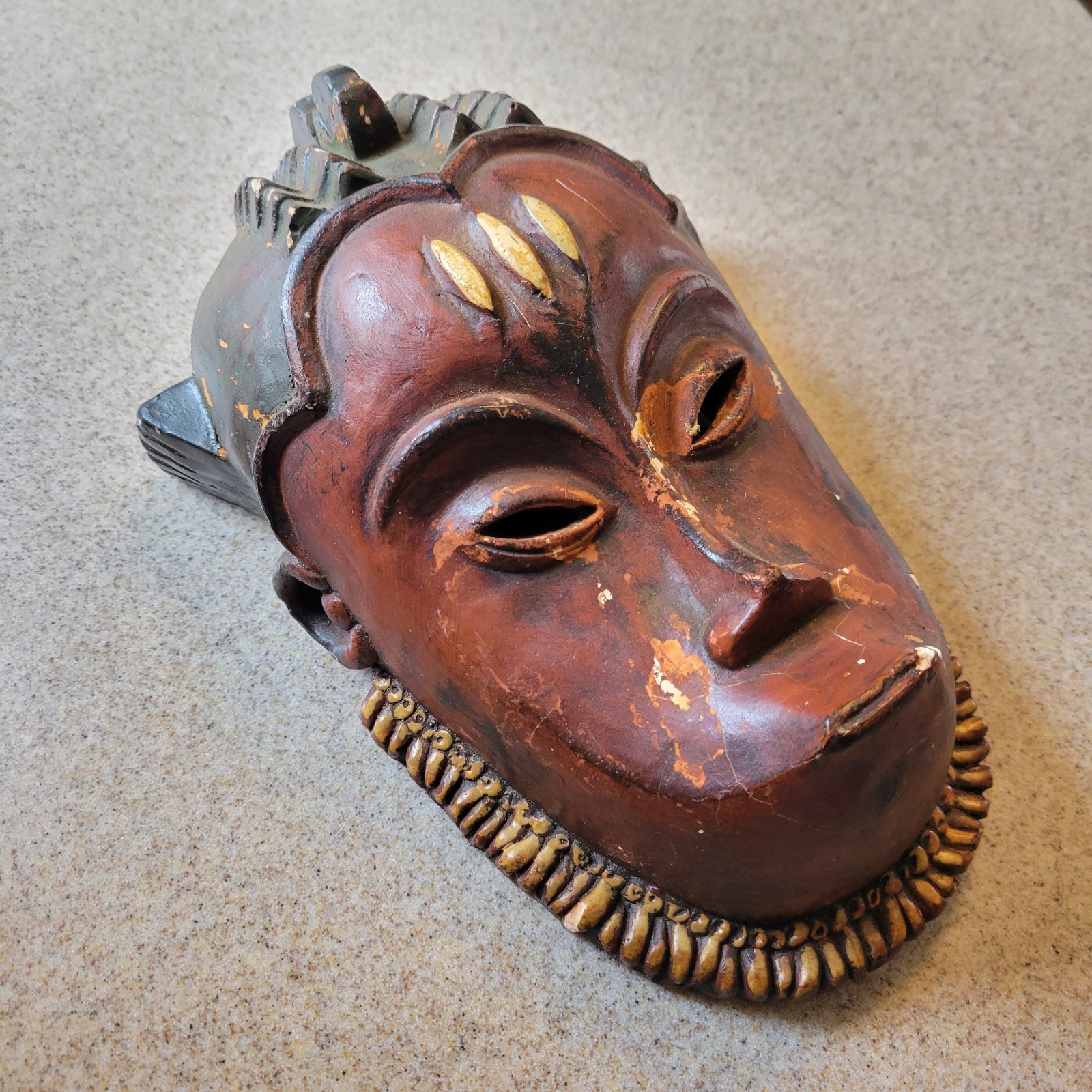 Authentic Baule Carved Wood Tribal Mask Ivory Coast Côte d'Ivoire West Africa