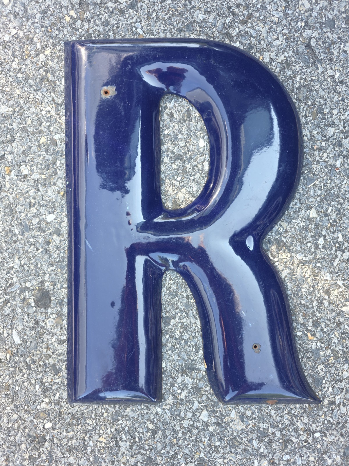 Vintage 18 inch Porcelain Letter Sign Letter 