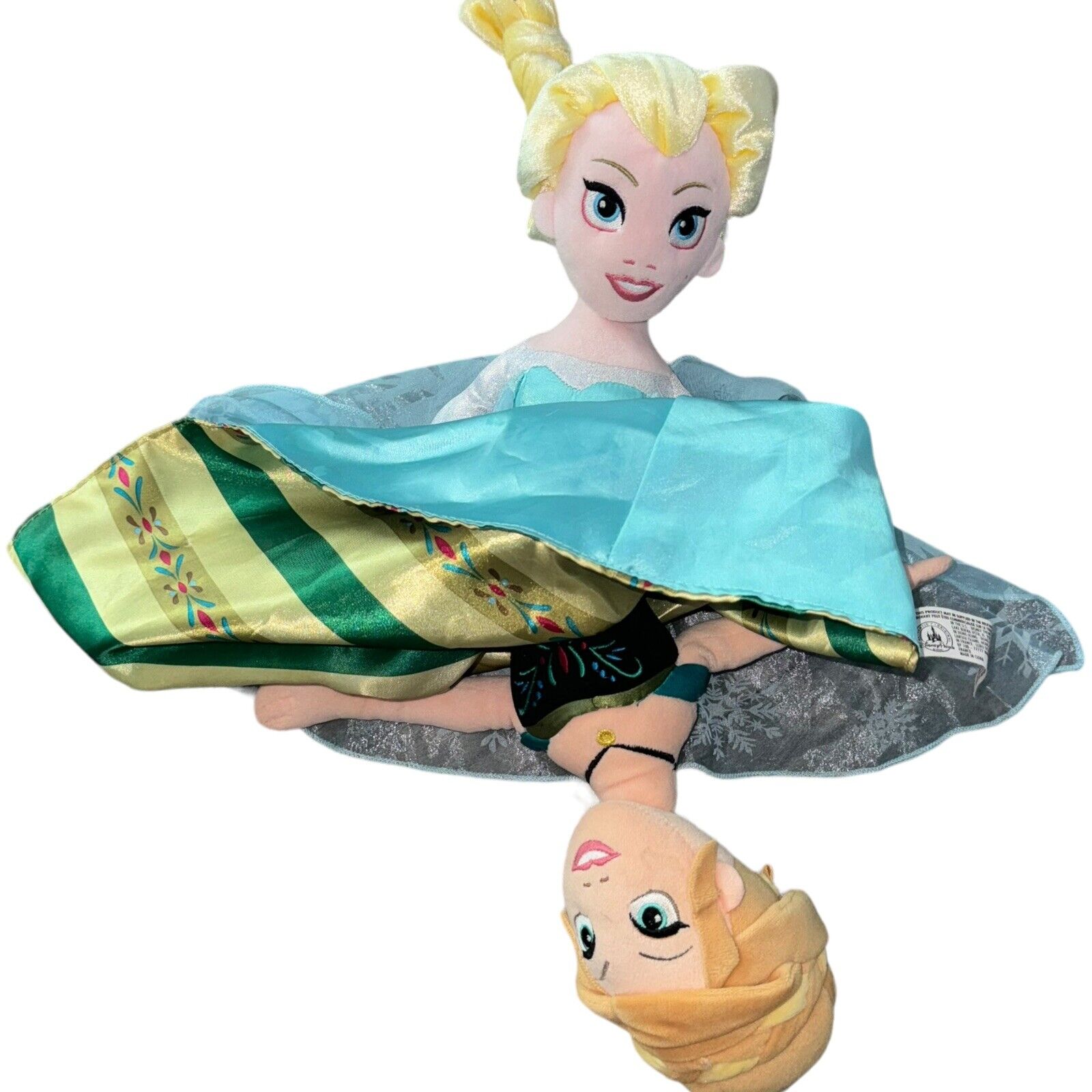 Disney Parks Frozen Elsa and Anna Reversible Double Plush Doll Princess 16 Inch