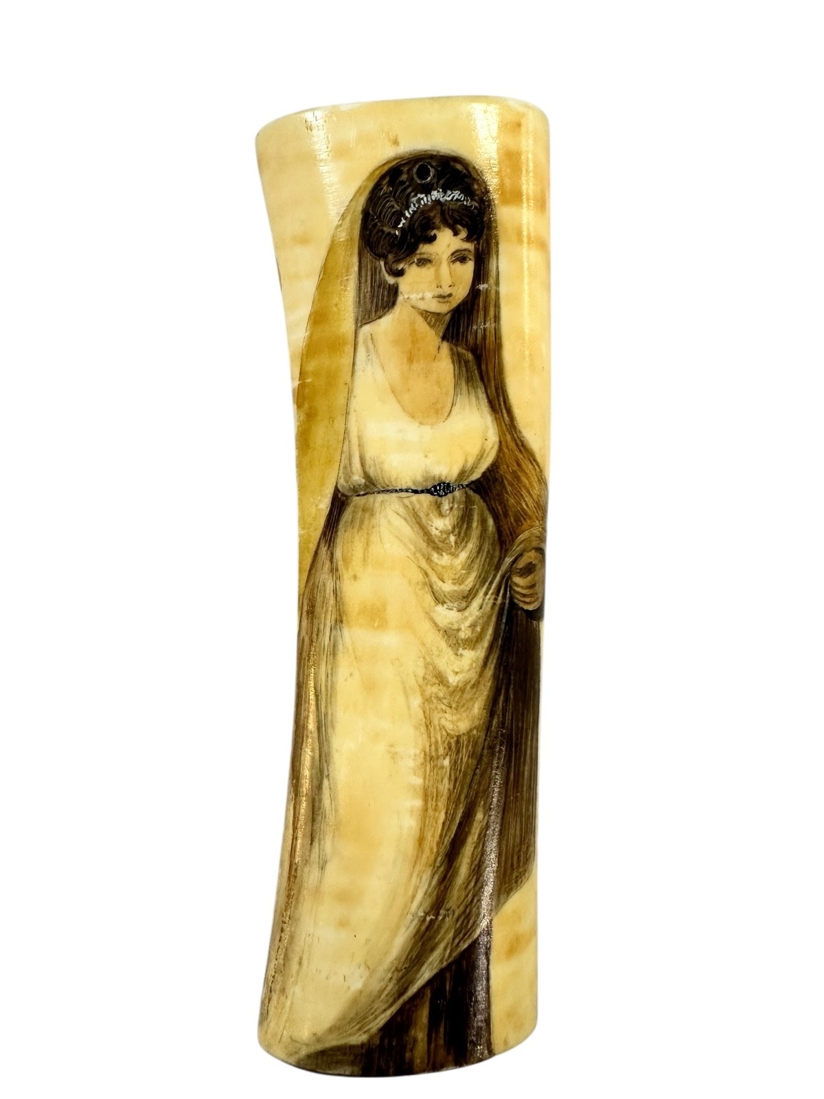 PAINTING OF WOMAN IN CLASSICAL DRESS ON BONE INSPIRED BY ANGELICA KAUFMANN