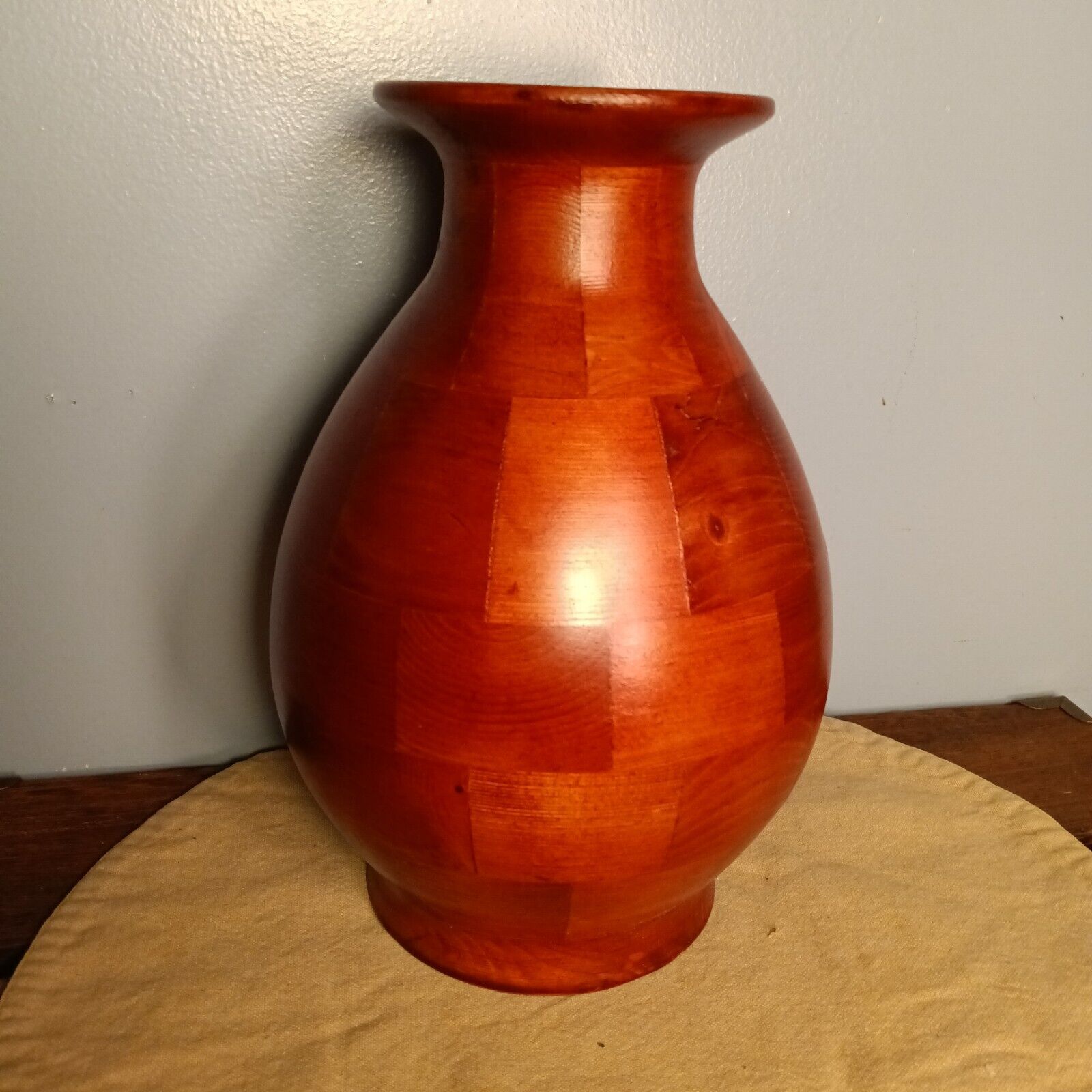 Vintage Wooden Segmented Large Vase, MCM, 9