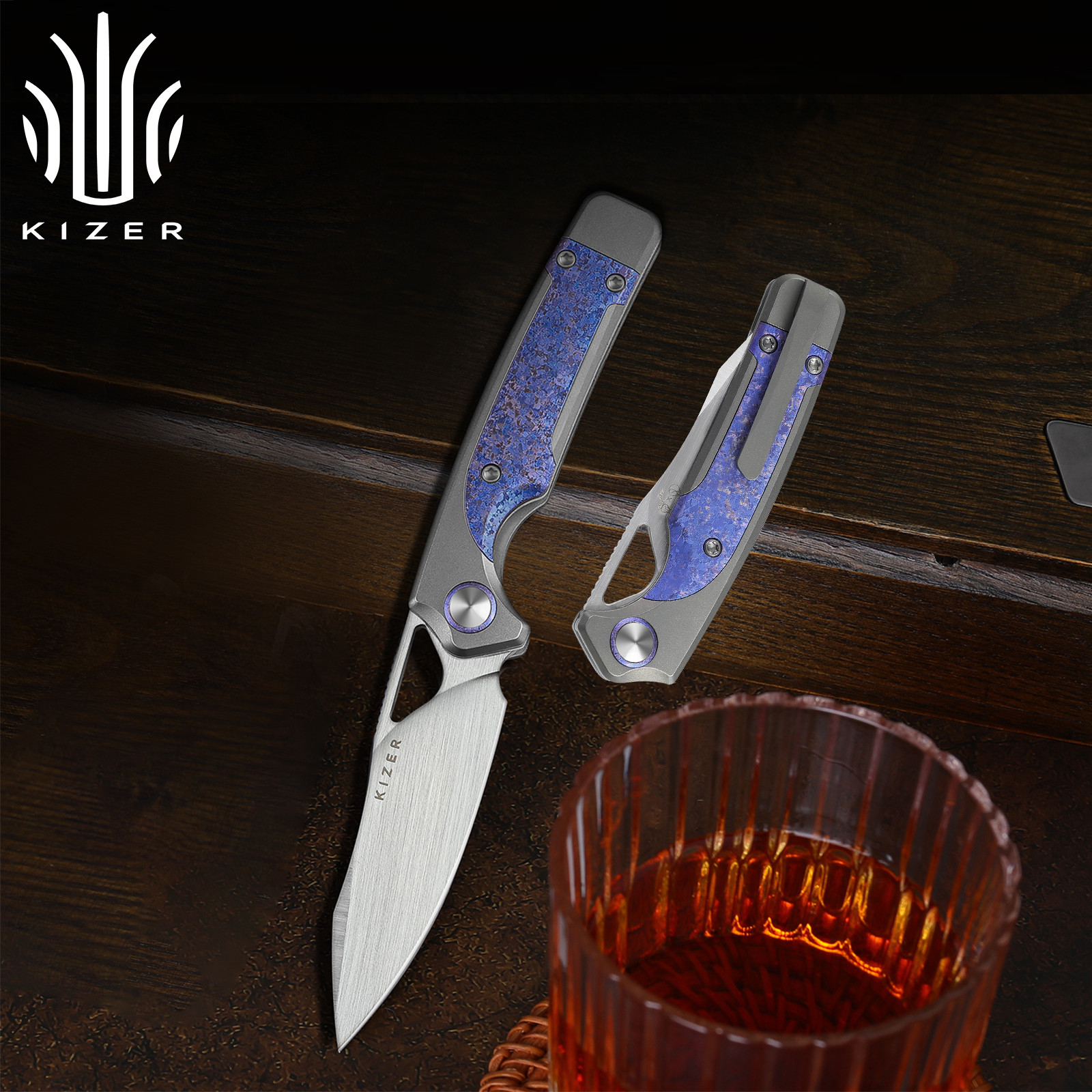 Kizer Ara Folding EDC Pocket Knife S45VN Blade Purple Snowflake Titanium Handle