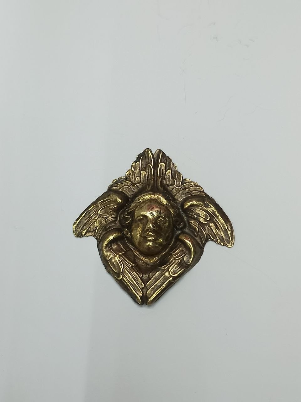 Antique USSR Prayer Book Overlay Cherub/Winged Angel Heads 1920s Brass Cast