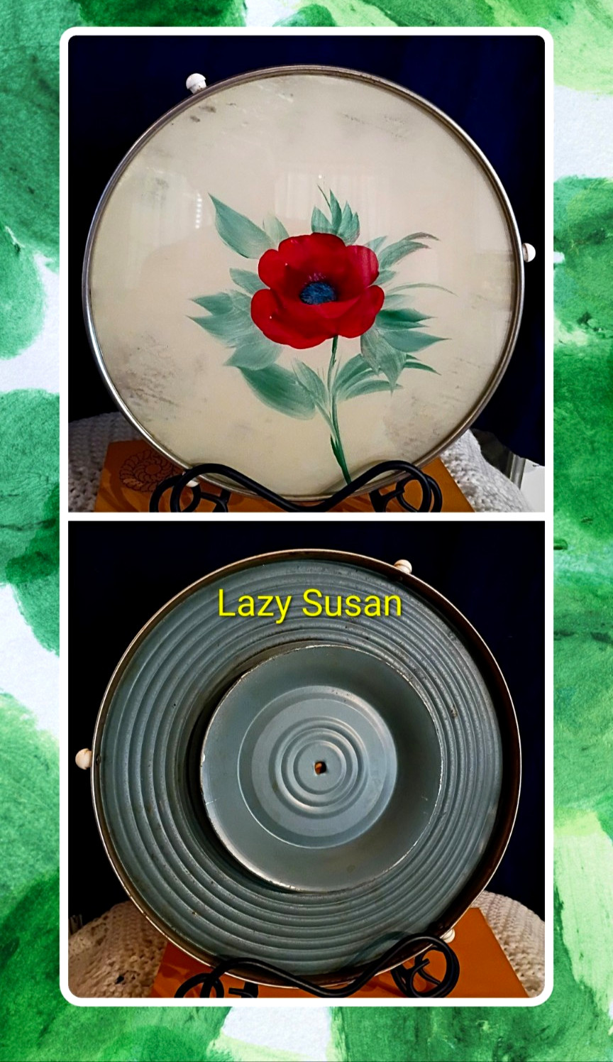 Antique 1920s Art Deco Metal Rotating Lazy Susan Tray Flower Floral NICE Rare Antique 1920s Art Deco Metal Rotating Lazy Susan Tray Flower Floral NICE Rare