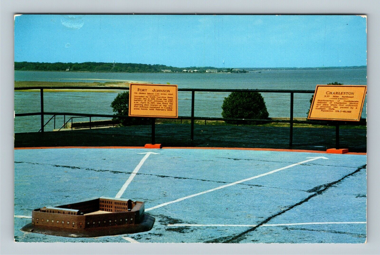 Charleston SC Fort Sumpter Monument, Scale Model Vintage South Carolina Postcard