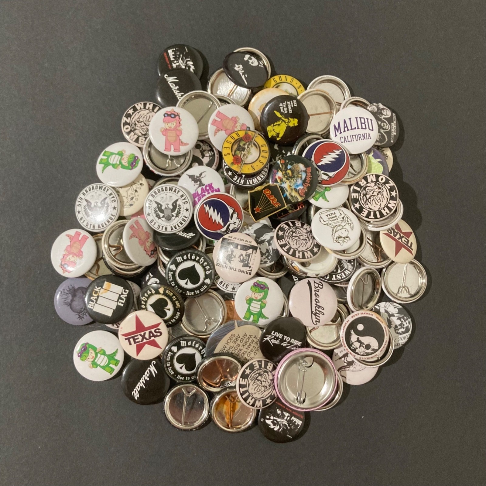 Vintage Pop Culture And Music Button Pin Lot Rock Punk Metal Bands 70s 80s 90s