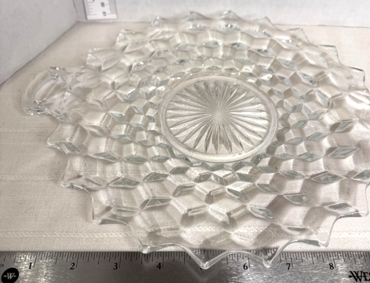 Vintage Fostoria Double Handled Serving Tray Cake Plate Cubist NO CHIPS Vintage Fostoria Double Handled Serving Tray Cake Plate Cubist NO CHIPS
