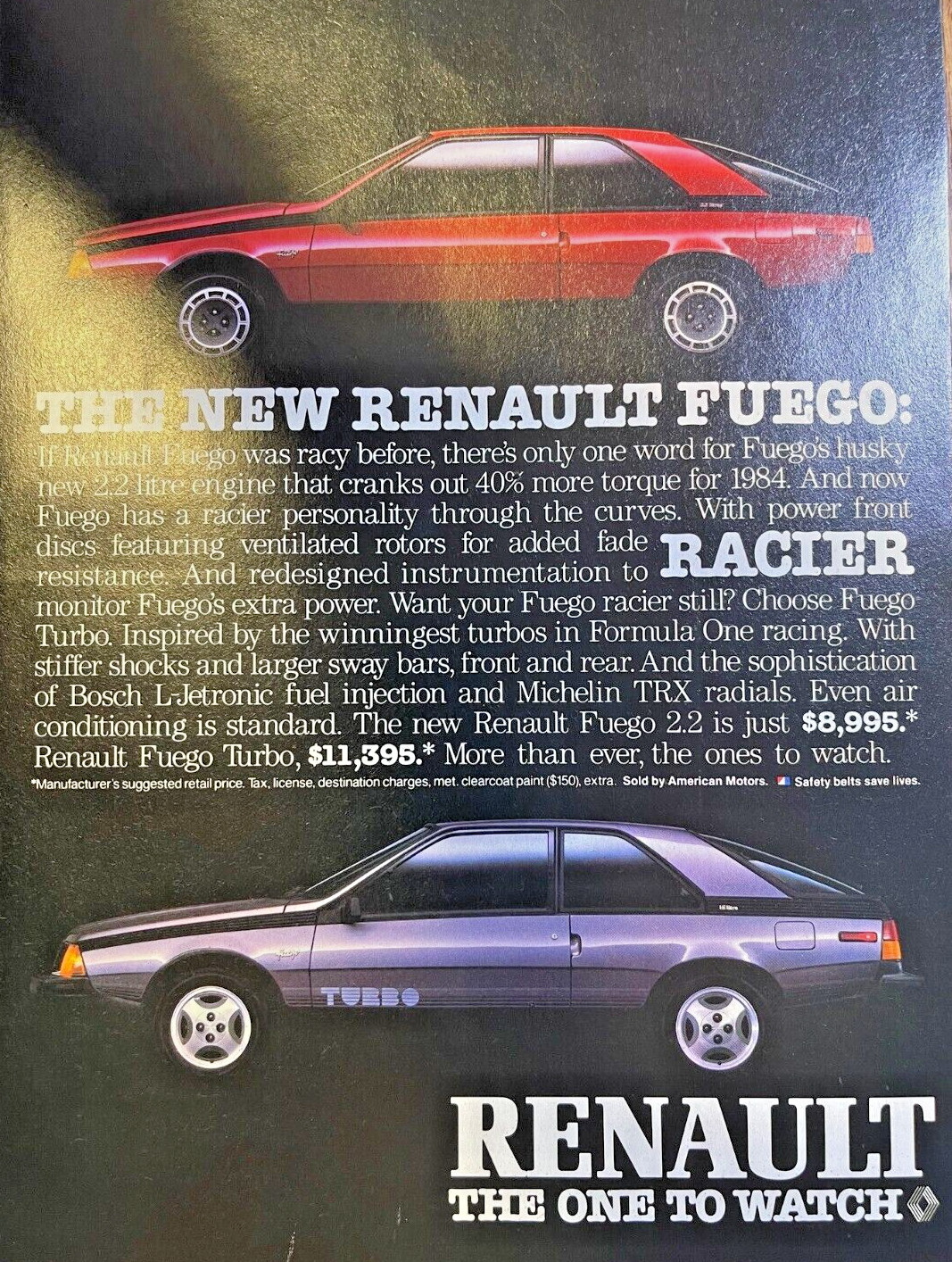 1984 Magazine Advertisement Renault Fuego The One To Watch 1984 Magazine Advertisement Renault Fuego The One To Watch