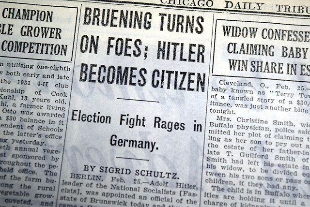 Austrian Born ADOLPH HITLER Receives Germany Citizenship Nazis 1932 Newspaper