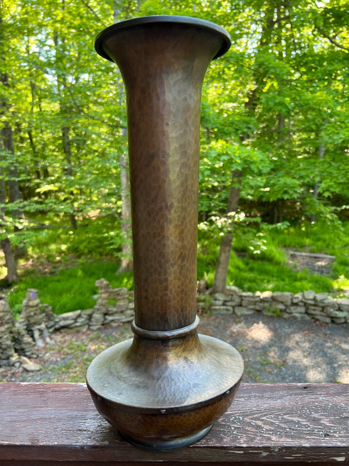 Antique Roycroft Hammered Copper American Beauty Vase 18” Arts & Crafts Signed