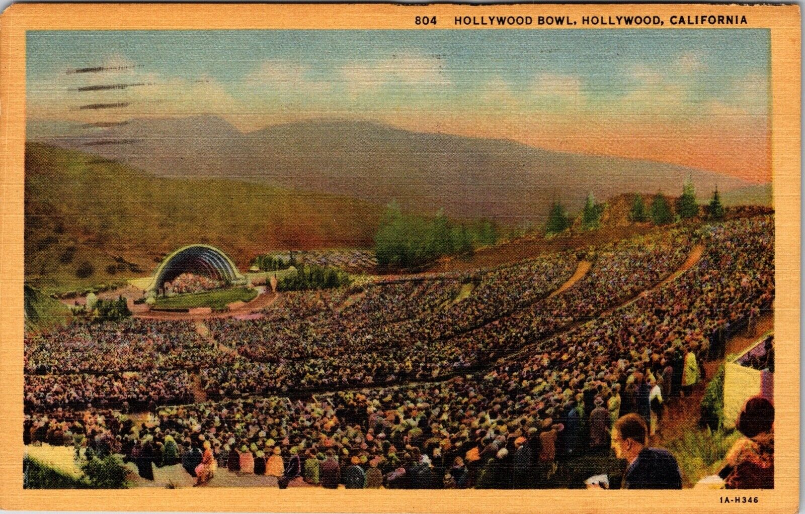 Hollywood Bowl California CA Vintage Postcard Concert Scene 1953