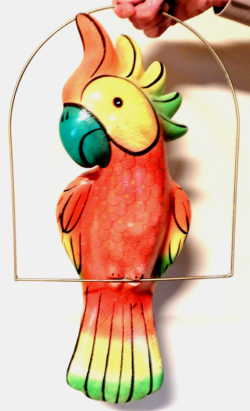 Large Hanging Perched Pottery Parrot 19\