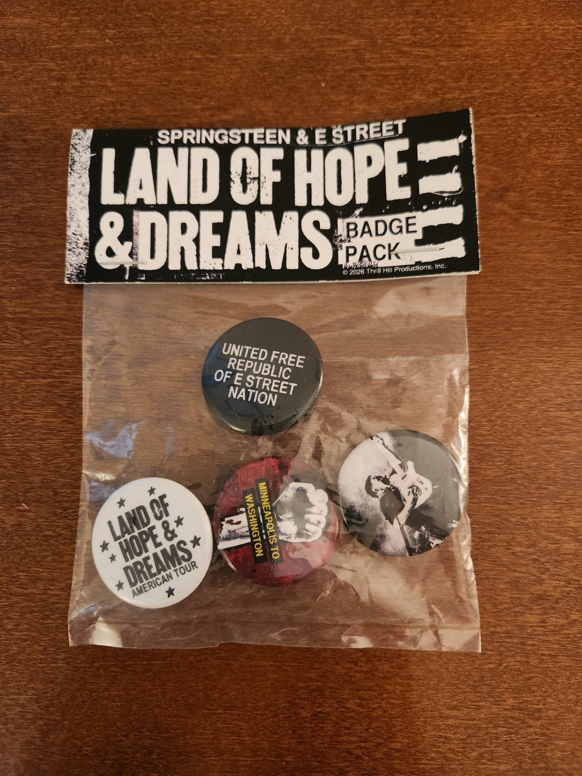 Bruce Springsteen 2026 Land of Hope & Dreams Tour 4 Badge Pin Pack E Street Band