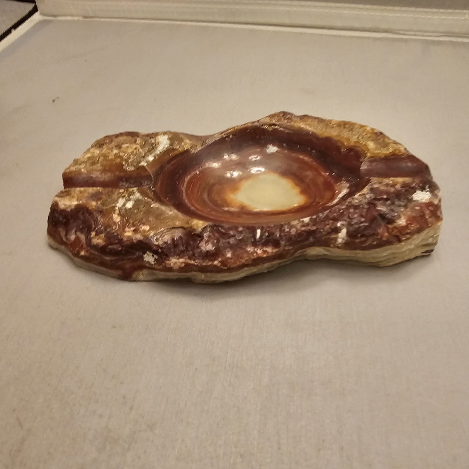 Vintage Redish Brown Stone Ashtray, Great Find Vintage Redish Brown Stone Ashtray, Great Find