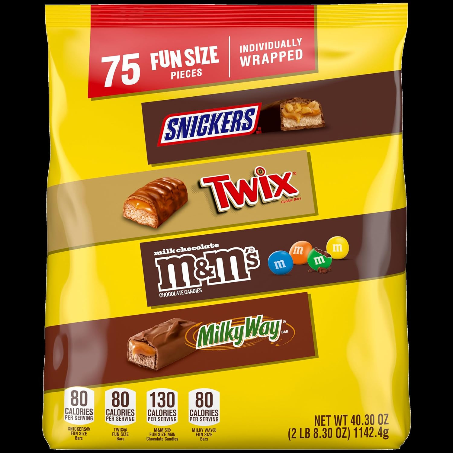 Mars Snickers, M&M\'S Milk Chocolate, Milky Way & Twix Fun Size Chocolate Candy V