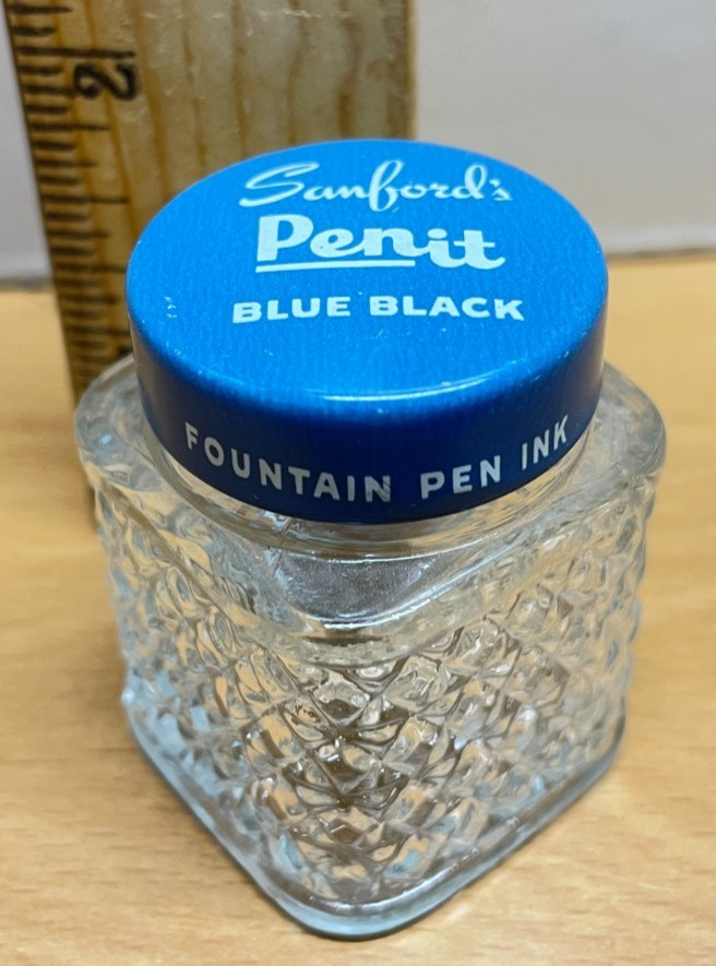 Vintage Sanford's Penit Rare Blue Black Ink Empty Bottle | Excellent