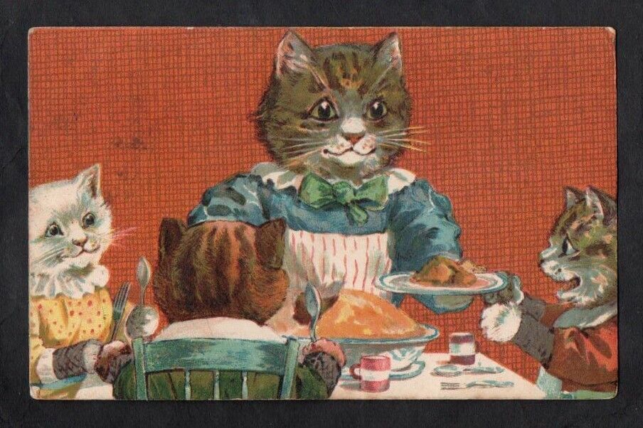 G. H. Thompson - Mom CAT Serves Christmas Dinner, Pudding – Ernest Nister