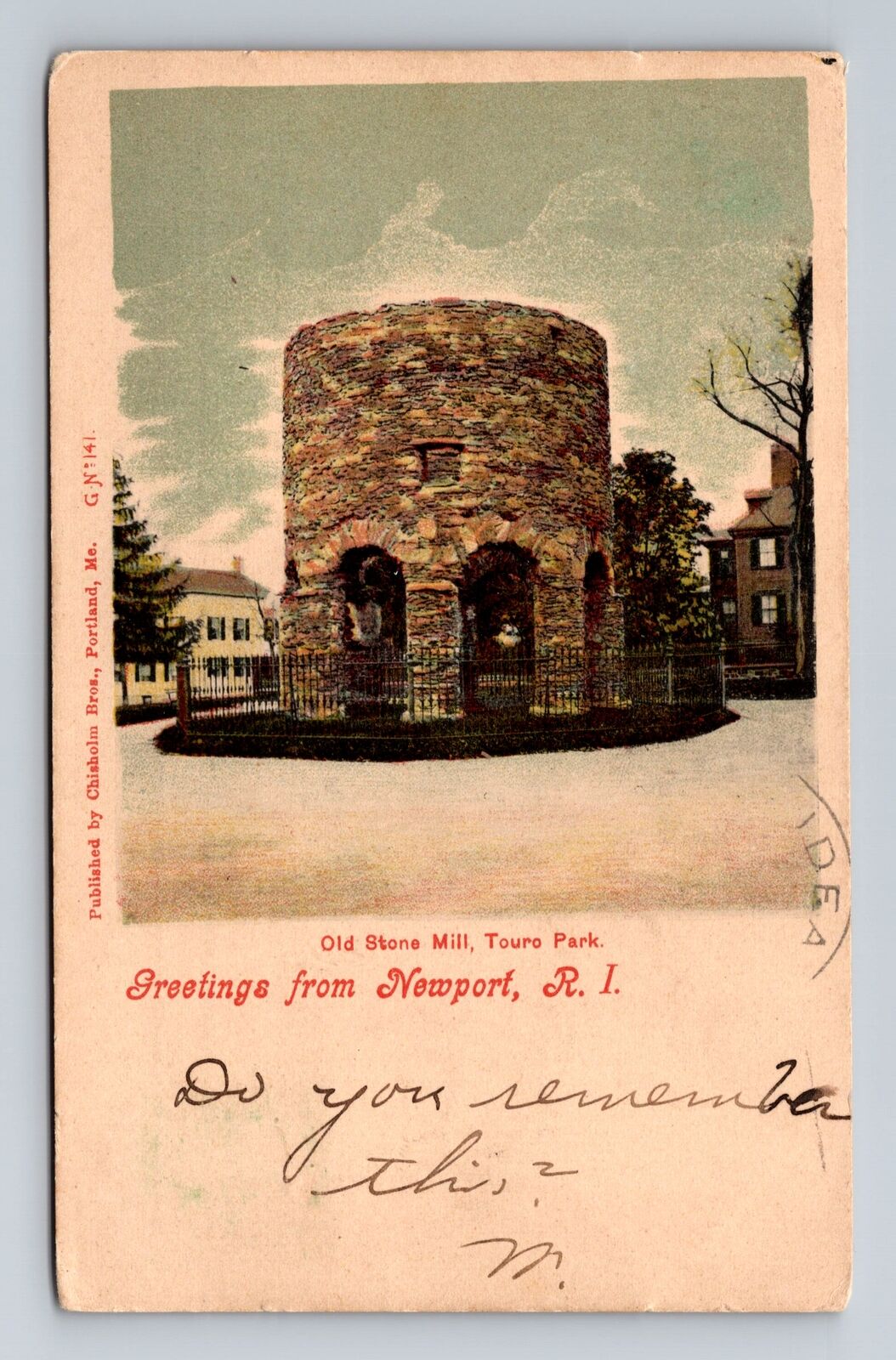 Newport RI-Rhode Island, Touro Park Old Stone Mill, Vintage c1905 Postcard