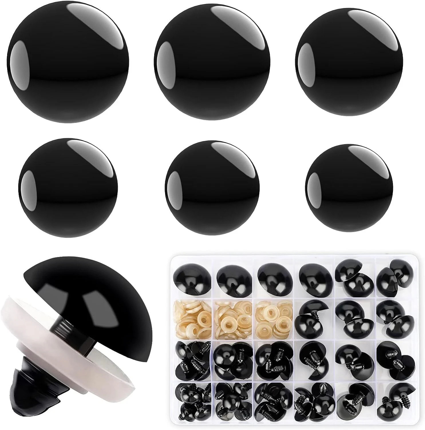 16~30 mm Large Black Safety Eyes for Amigurumi Crochet Crafts Dolls Making Stuff
