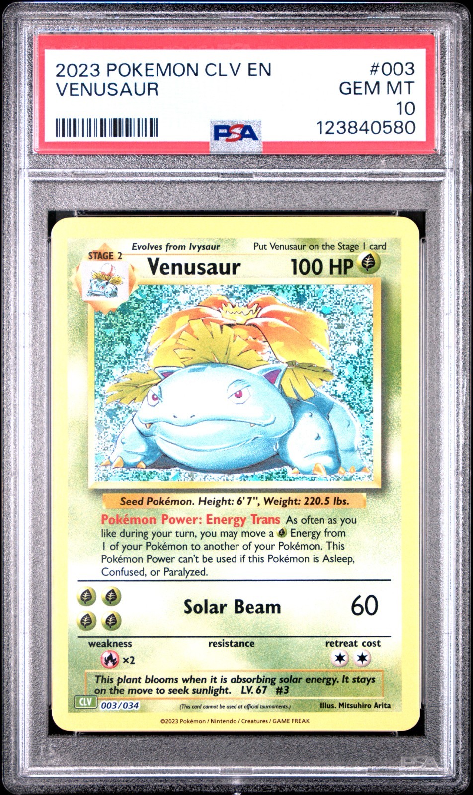 PSA 10 Venusaur 003/034 CLV Trading Card Classic Collection 2023
