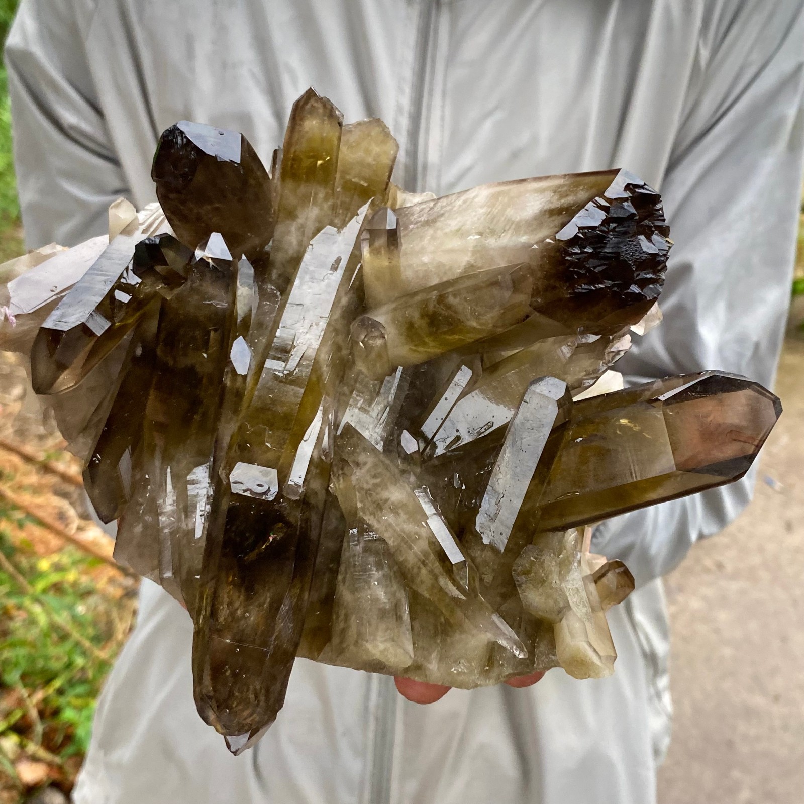 3.92LB Natural Black Smoky Quartz Crystal Cluster Raw Mineral Specimen