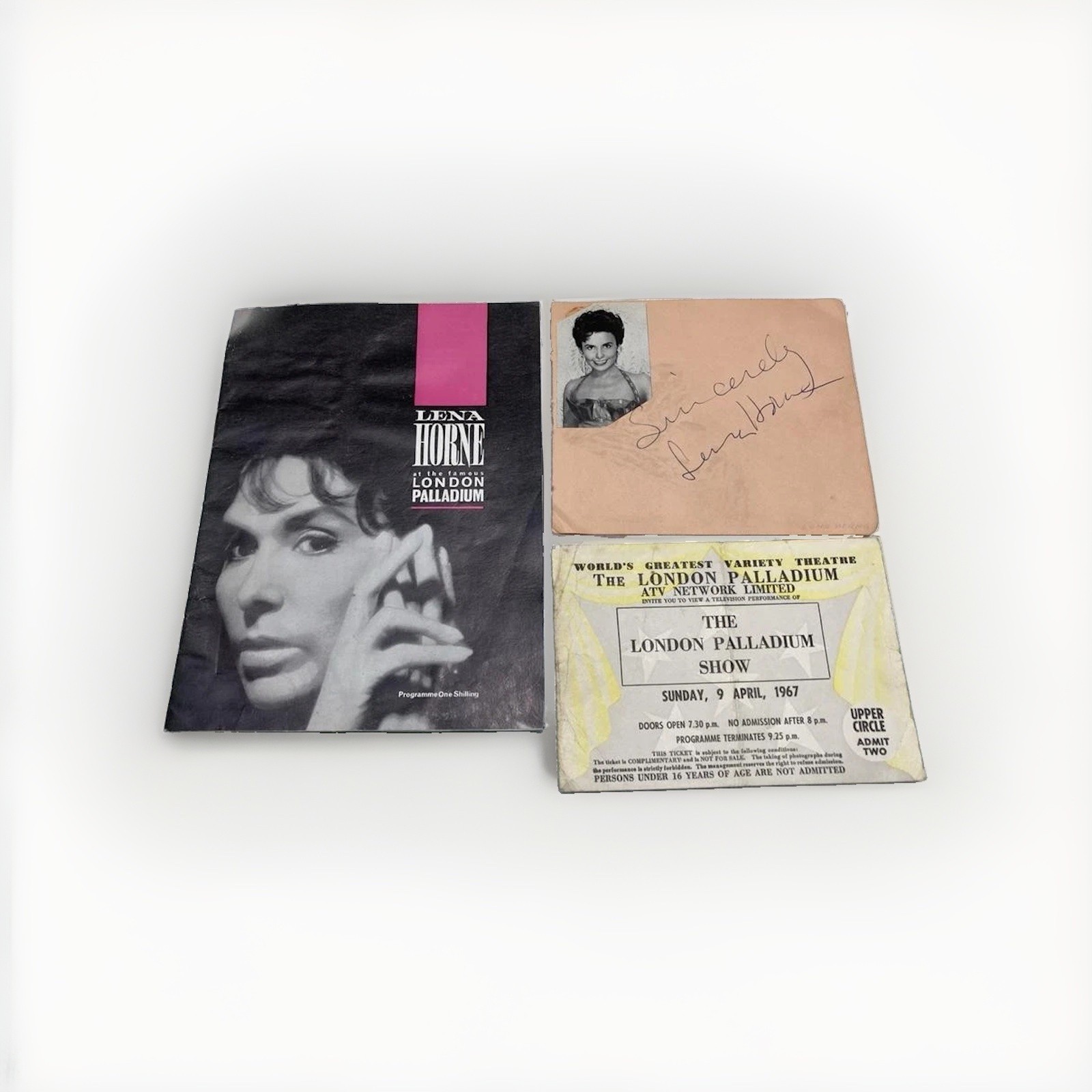 Lena Horne Autograph Signed & Gilbert Harding 1967 London Palladium Show Ticket Lena Horne Autograph Signed & Gilbert Harding 1967 London Palladium Show Ticket