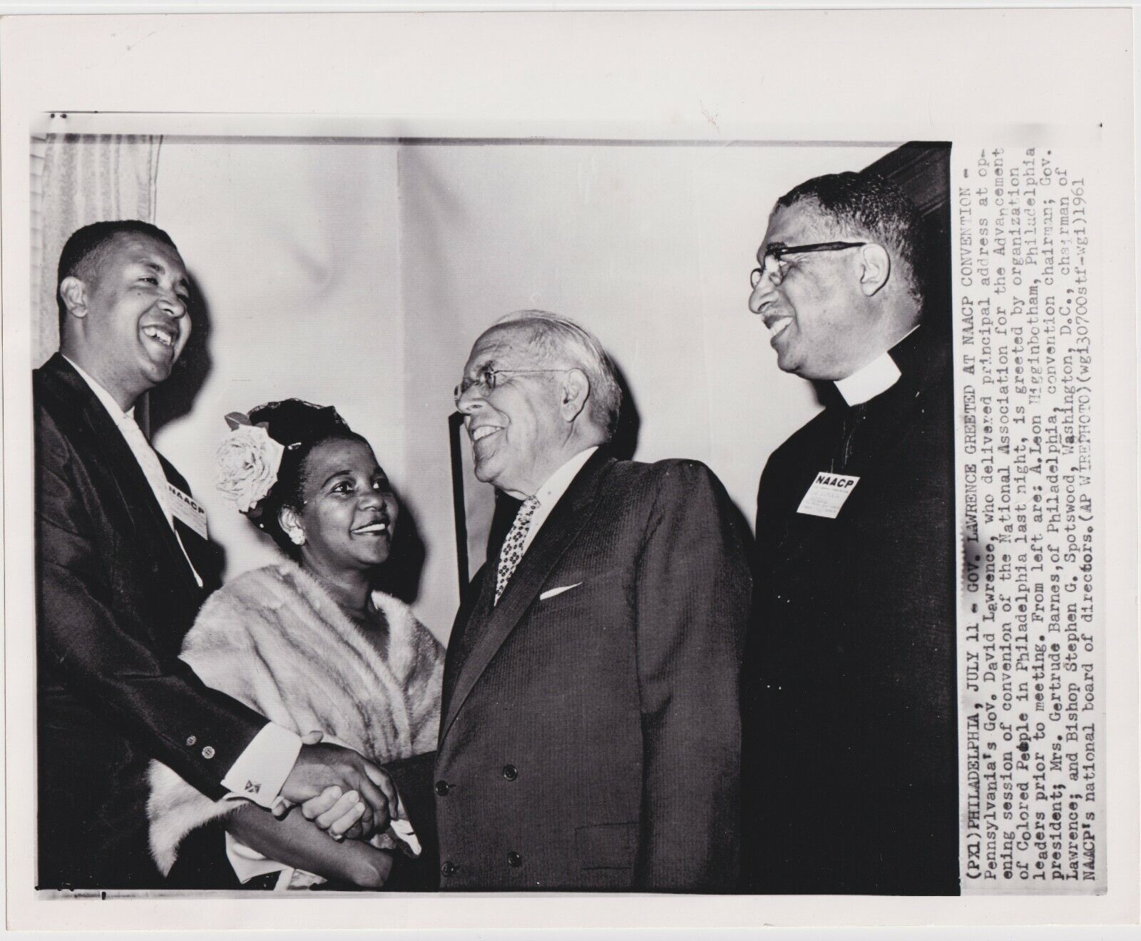 N.A.A.C.P. CONVENTION & PA GOV. LAWRENCE 1961 RARE Civil Rights PRESS PHOTO