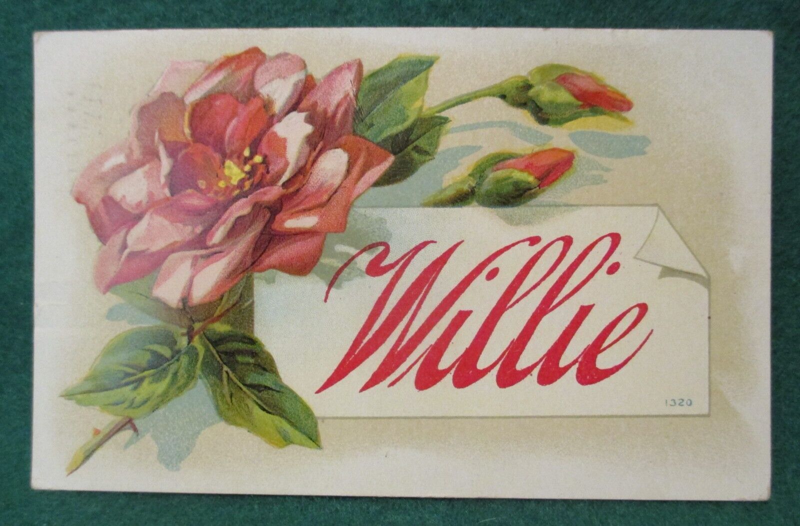 Estate Sale ~ Vintage Large Letter Name Postcard - Willie - 1909