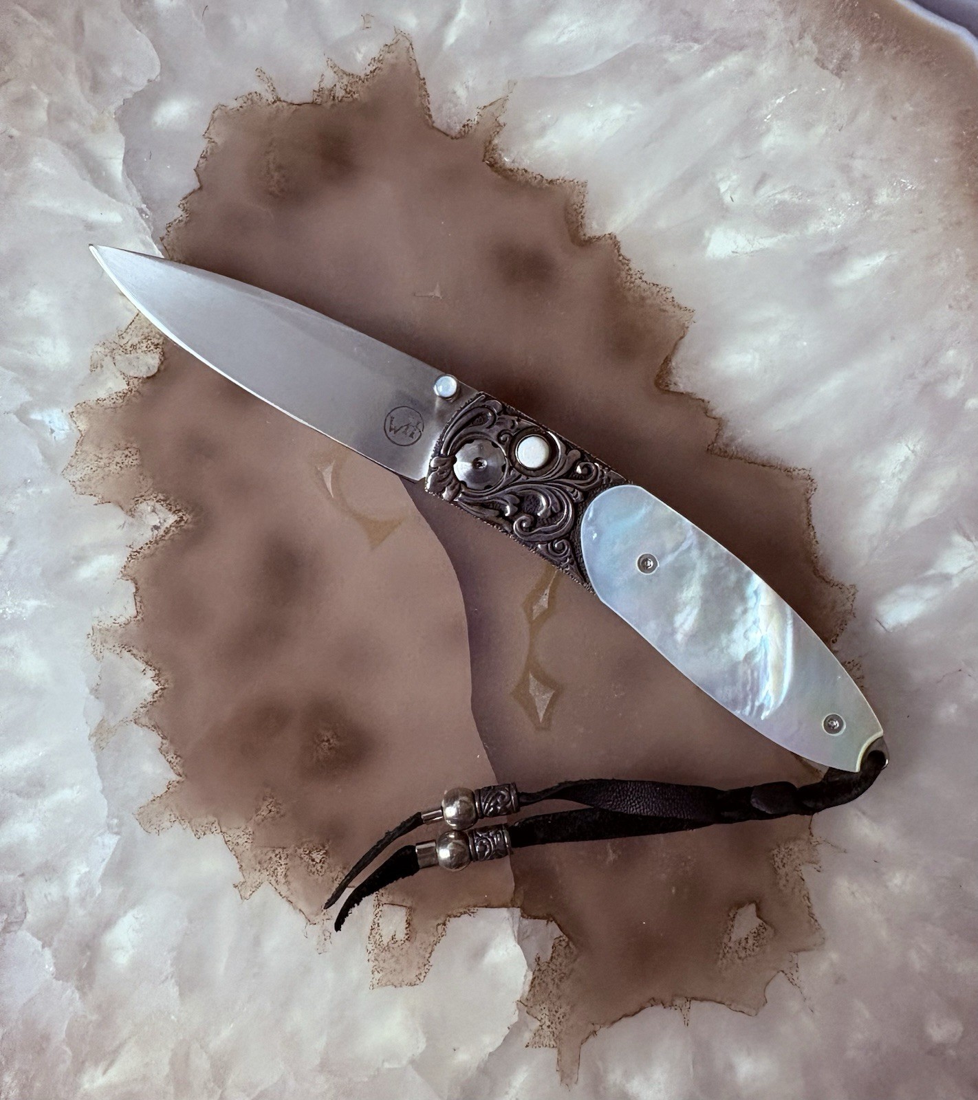 William Henry Knife B05 Monarch Laguna Pearl, Opal, Sterling Silver #17/50