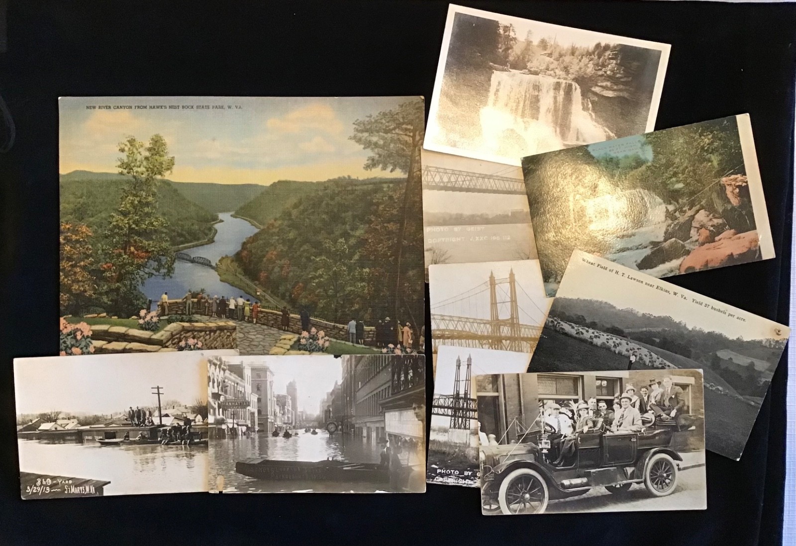 Lot of 10 Vintage Postcards Parkersburg West Virginia Flood plus more WV posts